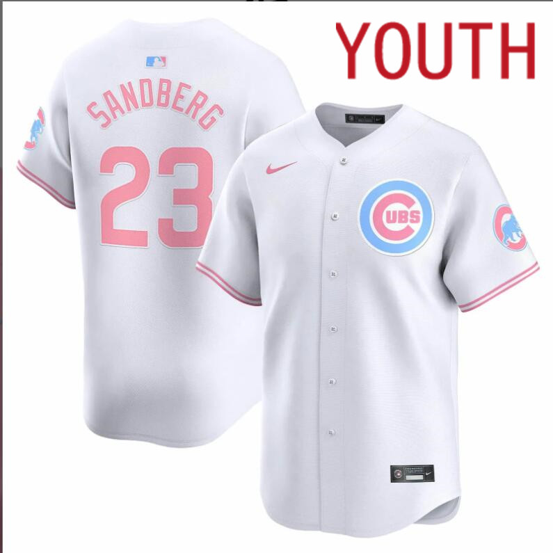 Youth Chicago Cubs 23 Sandberg white 2024 Nike MLB jersey
